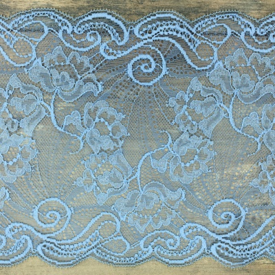Dentelle de Calais motif fleur bleu - FANELLE 
