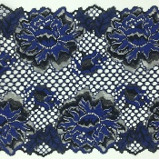 Dentelle de Calais motif fleur noir bleu électrique - CALITIE 