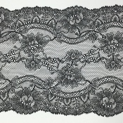 Dentelle de Calais motif fleur noir brillant - ADRIELLE