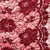 Dentelle de Calais motif fleur bordeaux - EDOURDE