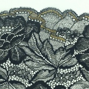 Dentelle de Calais motif fleur noir or- FLEURANDE