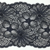 Dentelle de Calais motif fleur noire - AZALDÉE