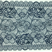 Dentelle de Calais motif fleur blue teal - DAUPHINE