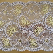 Dentelle de Calais motif fleur gris jaune - FRELINE