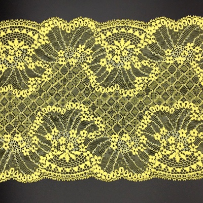 Dentelle de Calais motif fleur jaune gris - JADETTE