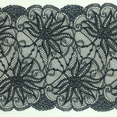 Dentelle de Calais motif fleur noire - DALVINE