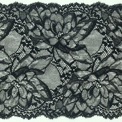 Dentelle de Calais motif fleur noire - DOMINGUE