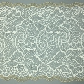 Dentelle de Calais motif fleur naturel or - ALMIRE