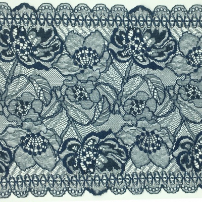 Dentelle de Calais motif fleur blue teal - DAUPHINE