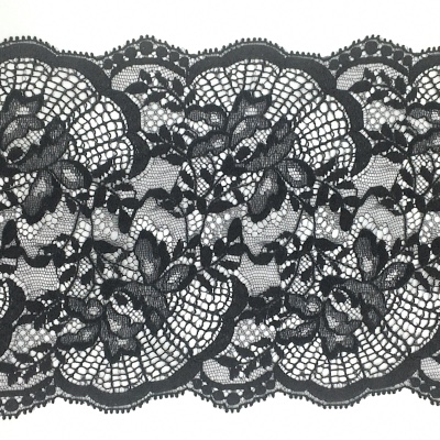 Dentelle de Calais motif fleur noir - CARDÉLIE