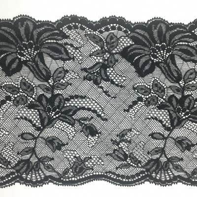 Dentelle de CALAIS motif fleur noire - CLÉLIE