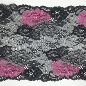 Dentelle de Calais motif fleur noir grenadine - ALIETTE