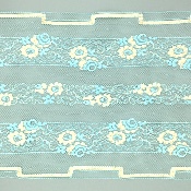 Dentelle de Calais motif fleur bleu rose - FLORIANE