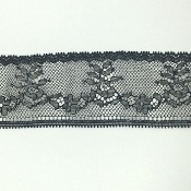 Dentelle de Calais motif fleur noire - GALANDINE