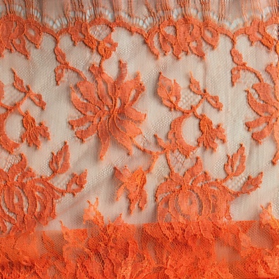 Dentelle de Calais motif fleur orange - HARIELLE