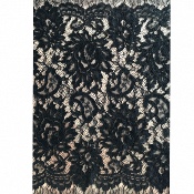 Dentelle de Calais motif fleur noire - LABERTINE