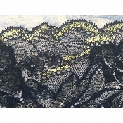 Dentelle de Calais motif fleur noir or- FLEURANDE