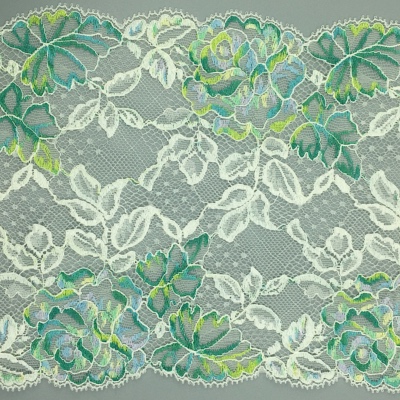 Dentelle de Calais motif fleur naturel vert - FADETTE