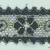 Dentelle de Calais motif fleur noir or - GALATÉE