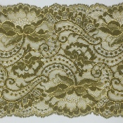 Dentelle de Calais motif fleur kaki or - AMACÉLIE