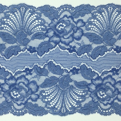 Dentelle de Calais motif fleur bleu - BÉLANIE