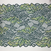 Dentelle de Calais motif fleur night green - DÉLÉNÉE