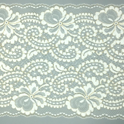 Dentelle de Calais motif floral naturel or - ALIÉONOR