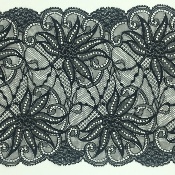 Dentelle de Calais motif fleur noire - DALVINE