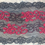 Dentelle de Calais motif fleur noir cardinal - BERYL