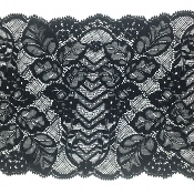 Dentelle de Calais motif feuille noire - CAMÉLISE