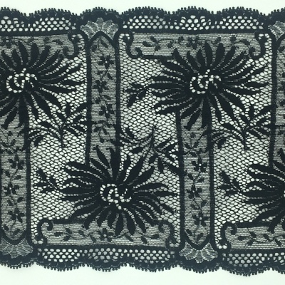 Dentelle de Calais motif fleur noire - FLORELLE