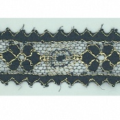 Dentelle de Calais motif fleur noir or - GALATÉE