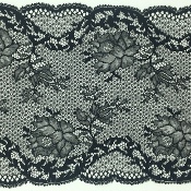 Dentelle de Calais motif fleur noire - AURABELLE 