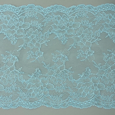 Dentelle de Calais motif fleur turquoise perse - EPHEANNE