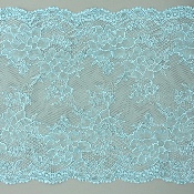 Dentelle de Calais motif fleur turquoise perse - EPHEANNE