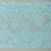 Dentelle de Calais motif fleur turquoise perse - EPHEANNE