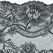 Dentelle de Calais motif fleur noir brillant - ADRIELLE