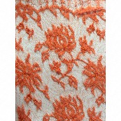 Dentelle de Calais motif fleur orange - HARIELLE