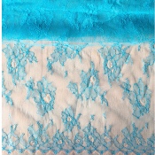 Dentelle de Calais motif fleur pagoda blue - LAUDIE