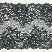 Dentelle de Calais motif fleur noire - CATAMIA