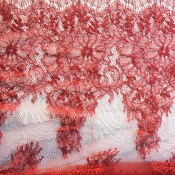 Dentelle de Calais motif fleur rouge - ESTHER