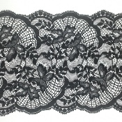 Dentelle de Calais motif fleur noir - CARDÉLIE