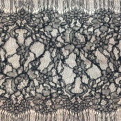 Dentelle de Calais motif fleur noire - GABRIENNE