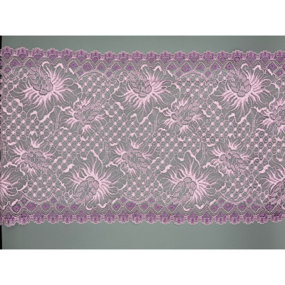 Dentelle de Calais motif fleur rose - JANTINE