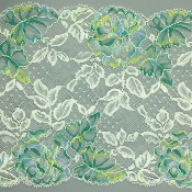 Dentelle de Calais motif fleur naturel vert - FADETTE